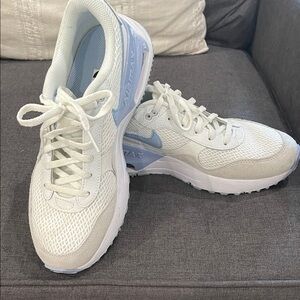 Nike Kids White and Light Blue Air Max 90-Style Sneakers